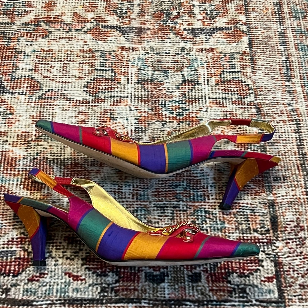 J.Renee Colorful Striped Slingback Heels